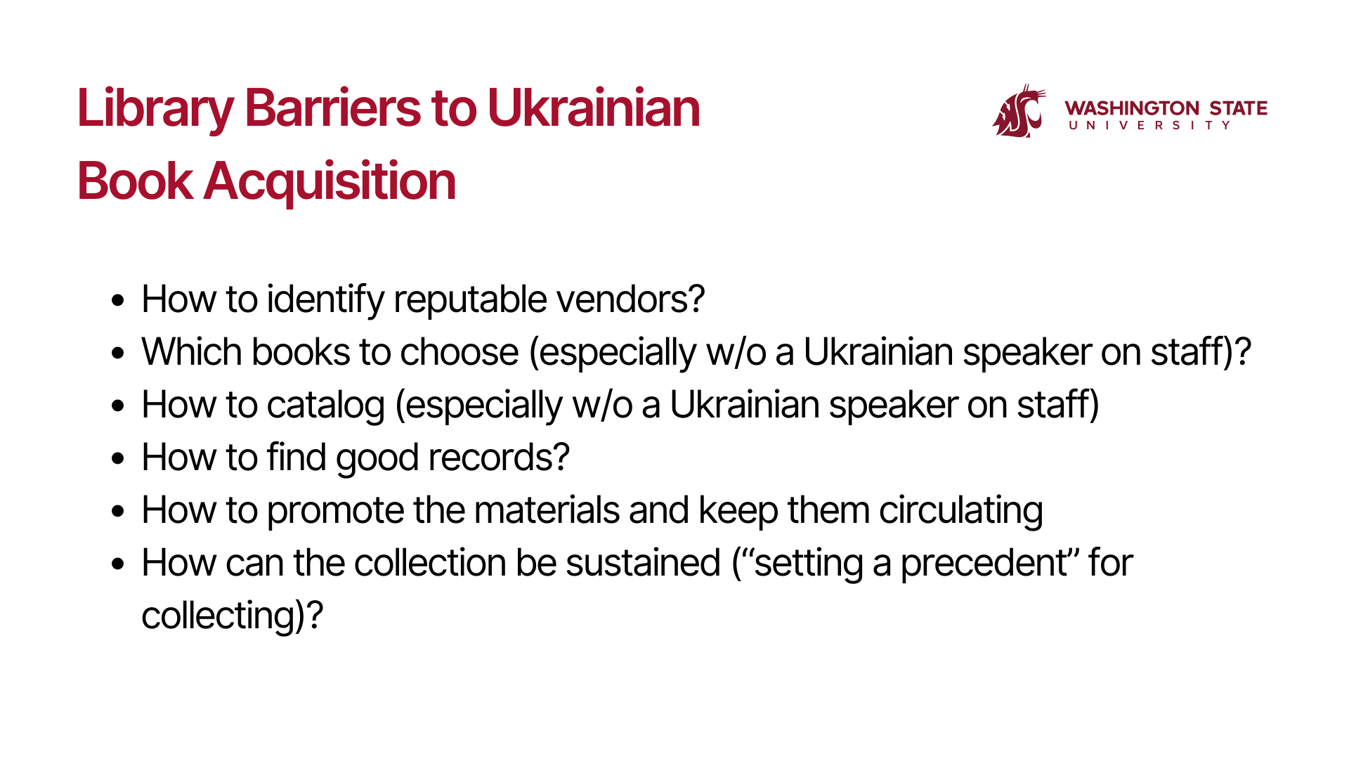 Library Barriers to Ukrainian Book Acquisition