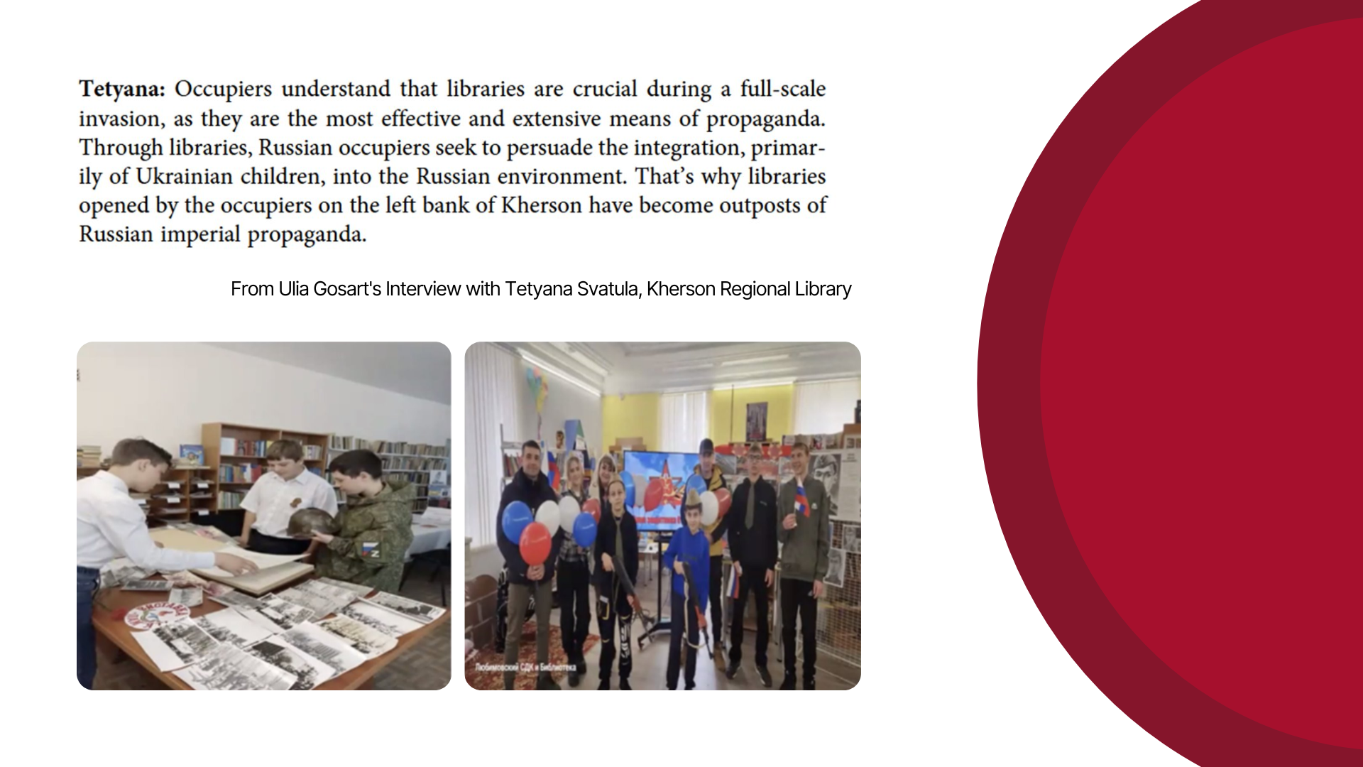 From Tetiana Svatula's interview with Ulia Gosart