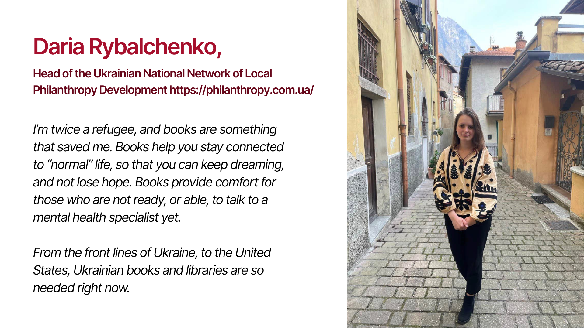Books as Refuge: Daria Rybalchenko's story